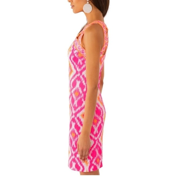 GRETCHEN SCOTT Isosceles Kitt Ikat Cutout Dress XS Pink Orange - Picture 2 of 12